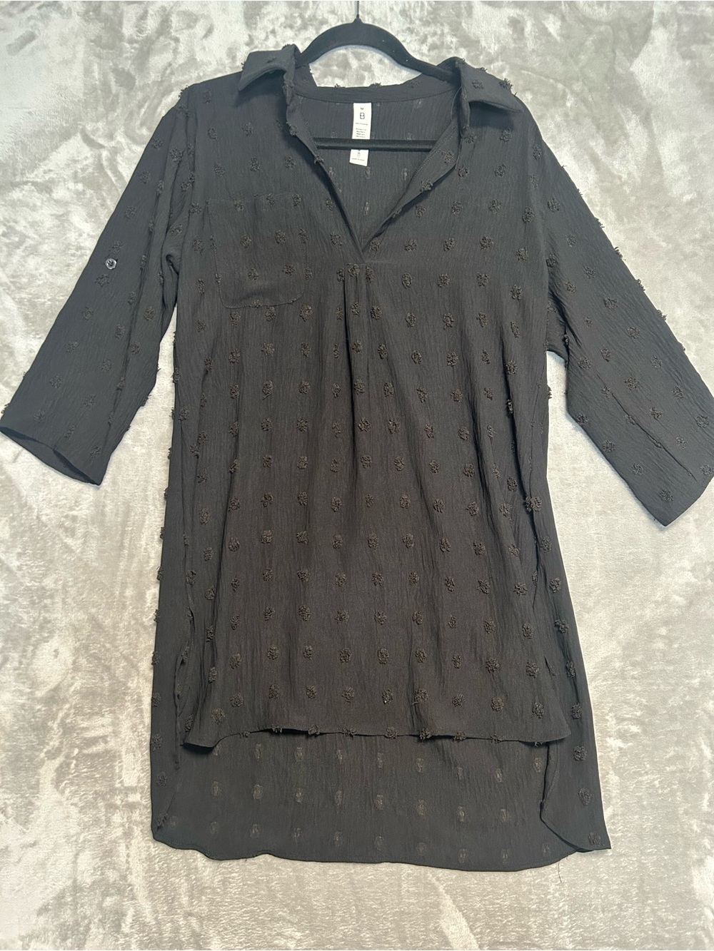 B Long Tunic Top Women’s Medium Black Gauze Witchy